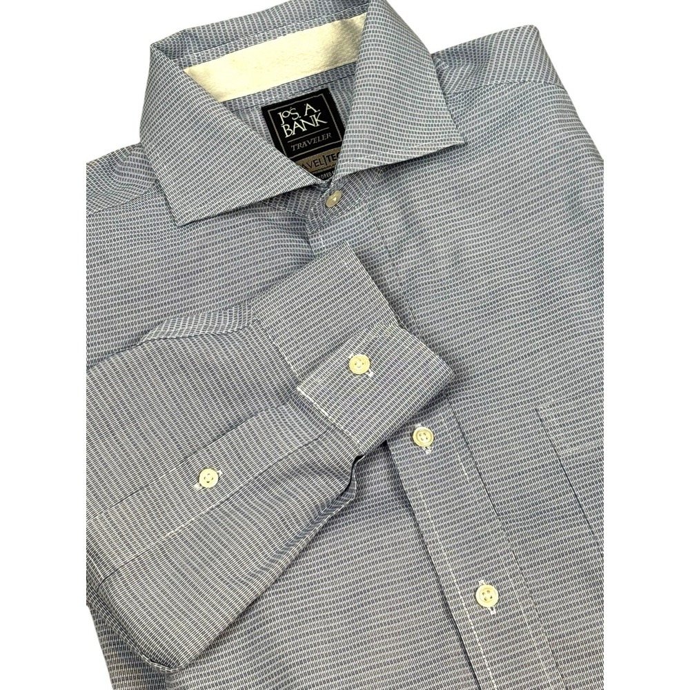 Jos. A. Bank Mens Travel Tech‎ Tailored Fit Dress Shirt Stretch Size 16-33 Blue